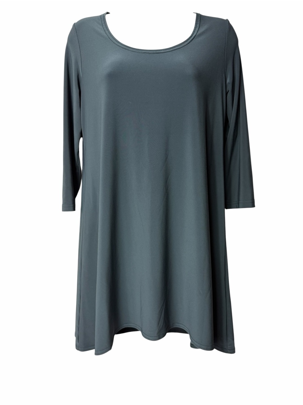 Sympli Size 6 Tunic Top Teal 3/4 Sleeve Scoop Neck A-Line Stretch Minimalist
